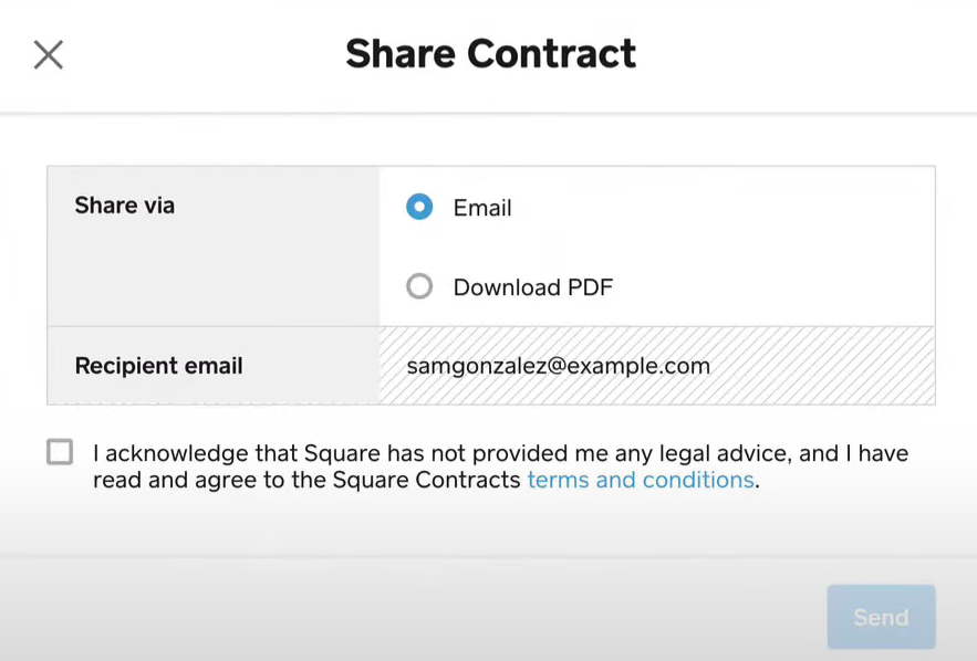 screenshot of Square Contracts
